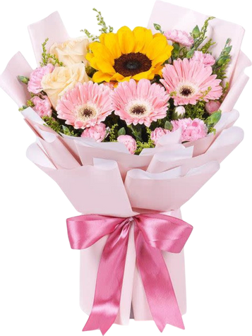 BELLE - Sunflower, Roses, Gerberas, Carnations Bouquet BELLE - Sunflower, Roses, Gerberas, Carnations Bouquet
