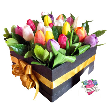 18 Rainbow Tulips Box 18 Rainbow Tulips Box