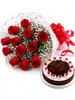 Dozen Roses & Black Forest Cake Package