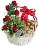 12 Roses & 18 Ferrero in a basket