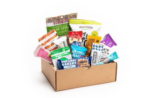 SNACK HEROS vegan, planted based snack box.  Filled with sweet and savoury individual sized snacks. Vancouver snack box delivery.