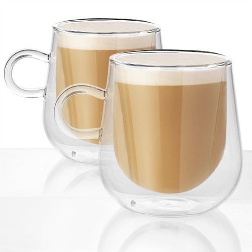 Double Walled 275ml Coffee Glasses with Handles - Set of 2 | M&W