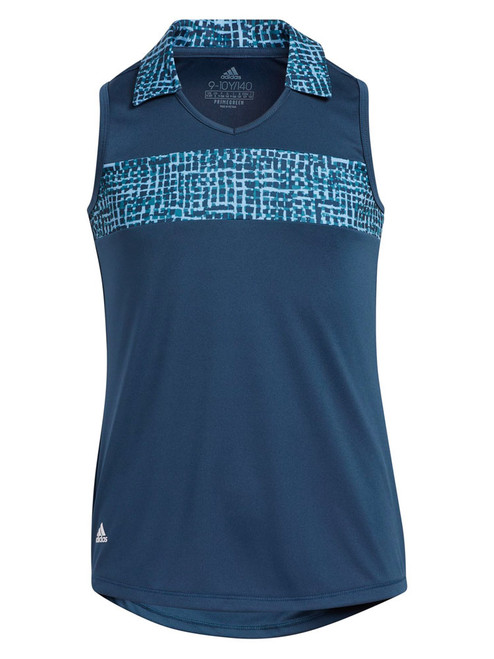adidas JR Girls Primegreen AEROREADY Sleeveless Polo Shirt - Crew Navy