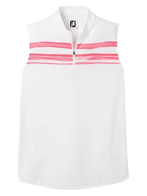FootJoy Women's Sleeveless Watercolour Block Lisle Golf Shirt - Bright Coral