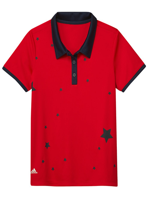 adidas JR Girls Printed Polo - Red