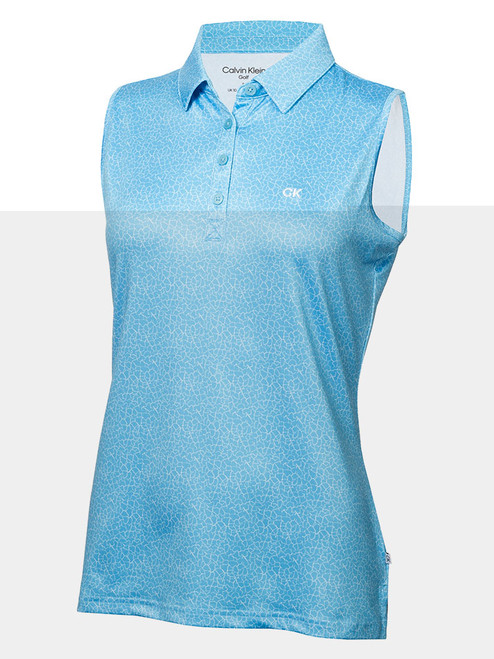 Calvin Klein Women's Crackle Sleeveless Polo - Heritage Blue/White