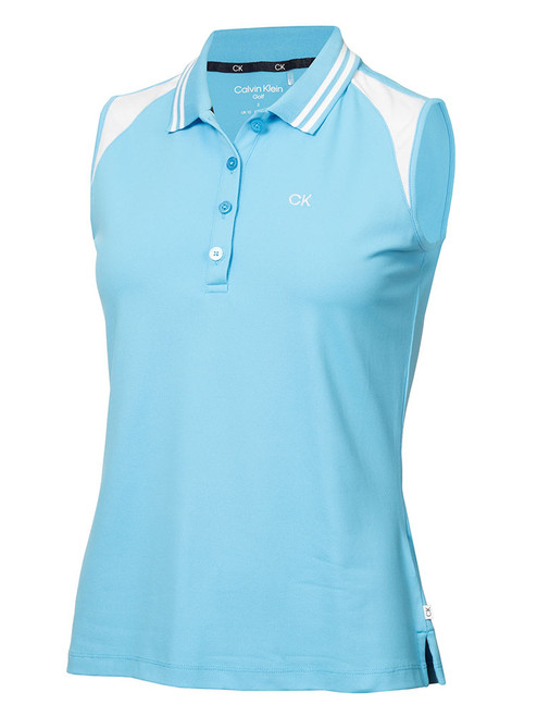 Calvin Klein Women's Mohawk Sleeveless Polo - Heritage Blue/White