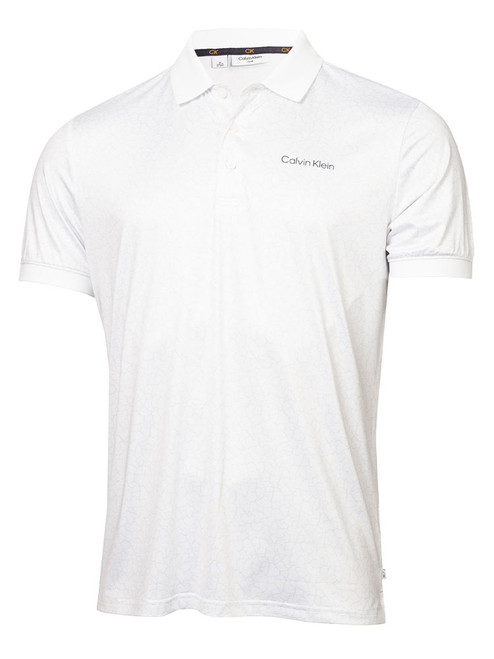 Calvin Klein Fracture Print Polo - White/Pulse Silver