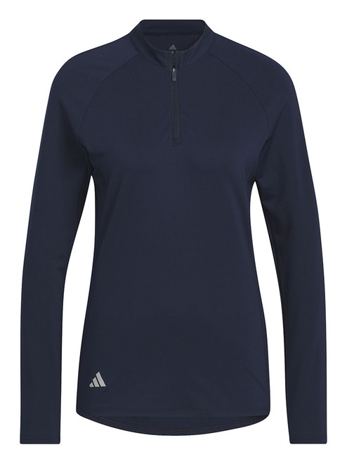 adidas Women's Quarter-Zip Long Sleeve Golf Polo Shirt - Collegiate Navy