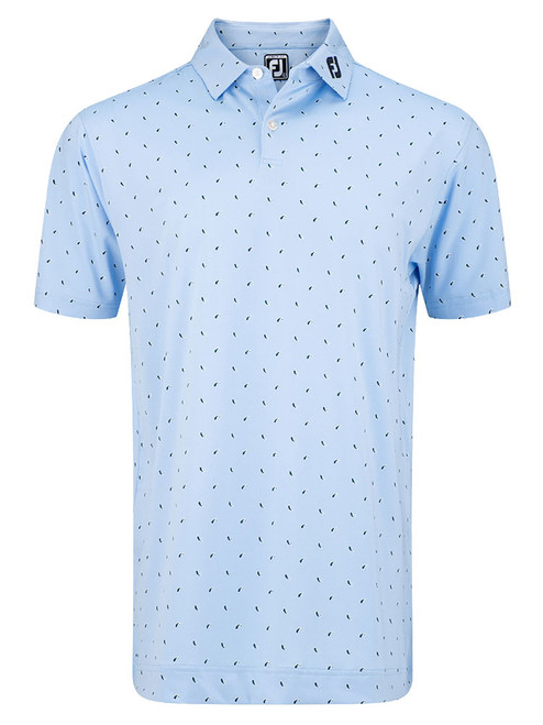 FootJoy Lisle Paisey Print Golf Shirt (Athletic Fit) - Sky/Navy