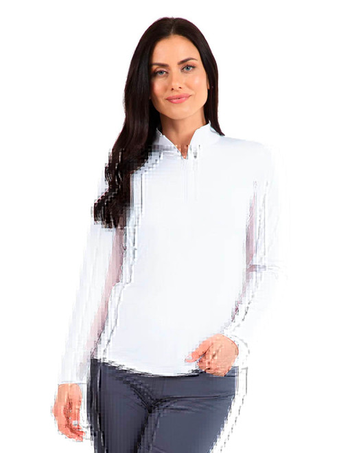 IBKUL Solid Long Sleeve Mock Neck Top - White