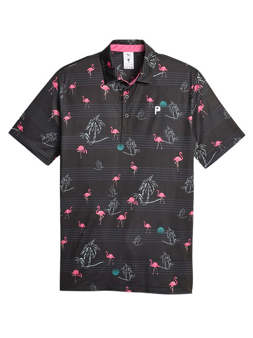 Puma x Palm Tree Crew Print Polo - Puma Black/Charming Pink