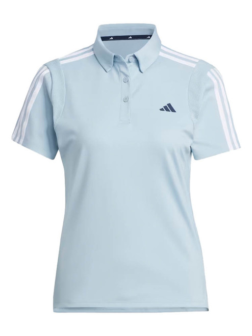 adidas Women's HEAT.RDY 3-Stripes Short Sleeve Polo Shirt - Wonder Blue