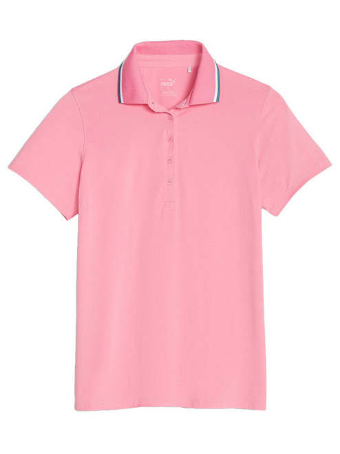 Puma Women's CLOUDSPUN Tipped Golf Polo - Strawberry Burst/Bold Blue