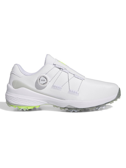 adidas ZG23 BOA Lightstrike Golf Shoes - Cloud White/Silver Metallic/Lucid Lemon