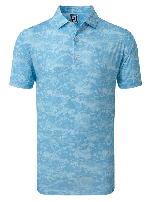 FootJoy Lisle Cloud Camo Golf Shirt (Athletic Fit) - True Blue