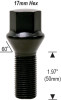 Conical Seat Lug Bolt 12mm 1.50 Threads Thread Length: 1.97" (50mm) 17mm Socket [Black]