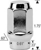 7/16 LONG CLOSED ET BULGE - 3/4" HEX LUG NUT 1.75" TALL