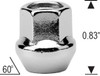7/16 Chrome Bulge Acorn Open End Lug Nut Length: .83" Socket: 17mm