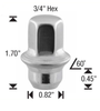 12x1.5 Stainless Steel Capped Extended Thread (ET) Factory OEM Lug Nut - Chrysler Dodge