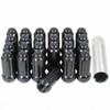 9/16 Spline Tuner Lug Nuts [Black] - 2" Tall - 6 Sided - 24 Pieces - Key Included