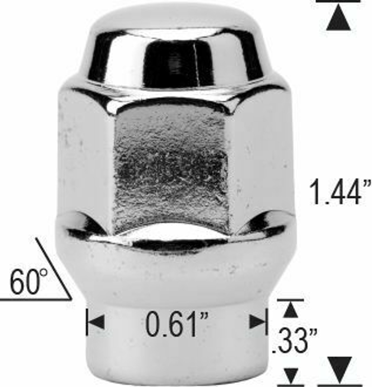 12X1.25 CLOSED BULGE ET - 3/4" HEX LUG NUTS 1.44" TALL