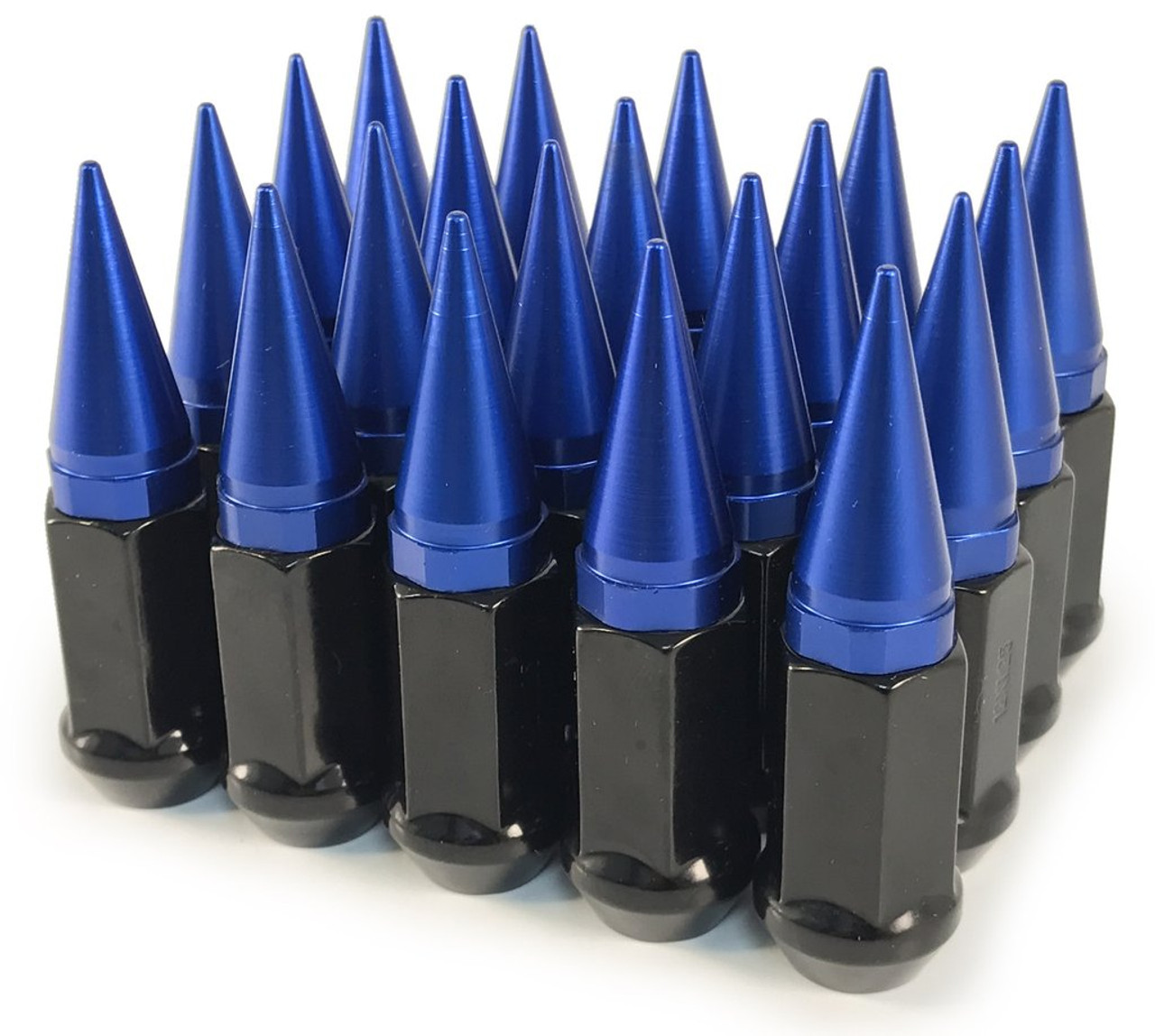 20 Pieces - 1/2 Black Blue Spike Lug Nuts 2-Piece Twist Off