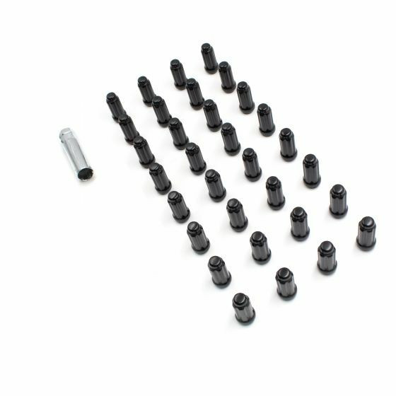 9/16 Spline Tuner Lug Nuts [Black] 2" Tall 6 Sided 32 Pieces