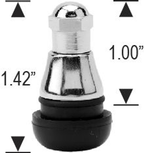 TR412C Valve Stem Passenger Snap-In Finish: Rubber with Chrome Sleeve Fits Hole Diameter: 0.453"