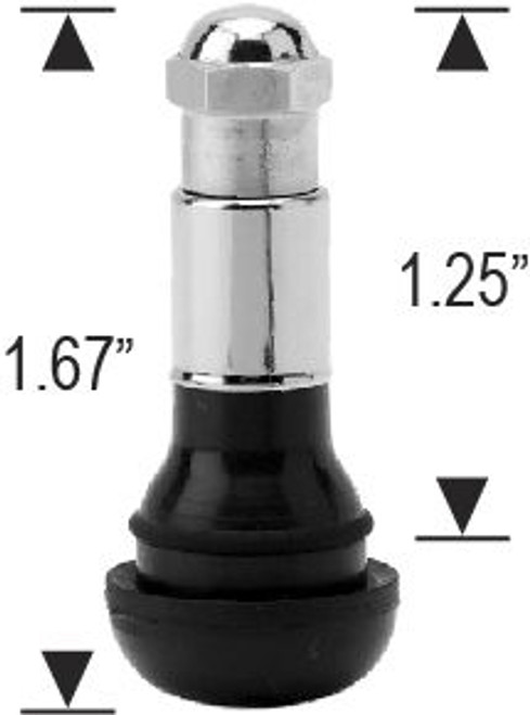 TR413C Valve Stem Passenger Snap-In Finish: Rubber with Chrome Sleeve Fits Hole Diameter: 0.453"