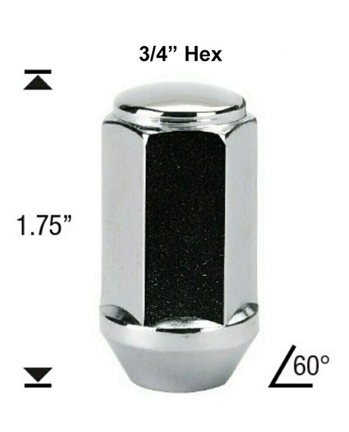 9/16 Chrome Bulge Acorn Lug Nut Length: 1.75" Socket: 3/4"