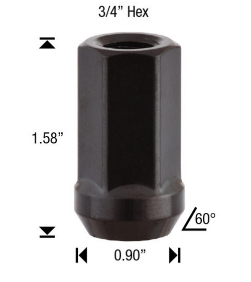 10 Pack - 9/16 Black Spike Lug Nuts 2-Piece Twist Off