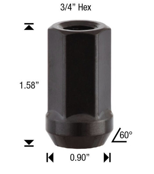 20 Pack - 9/16 Black Spike Lug Nuts 2-Piece Twist Off