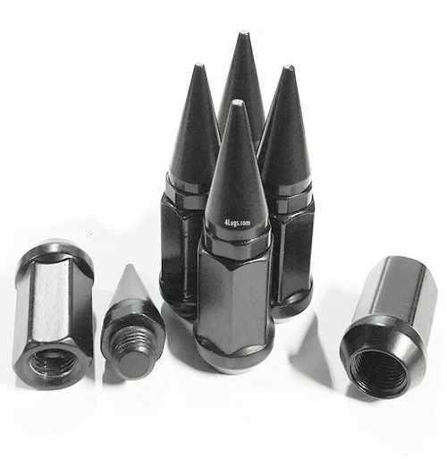 24 Pack - 9/16 Black Spike Lug Nuts 2-Piece Twist Off