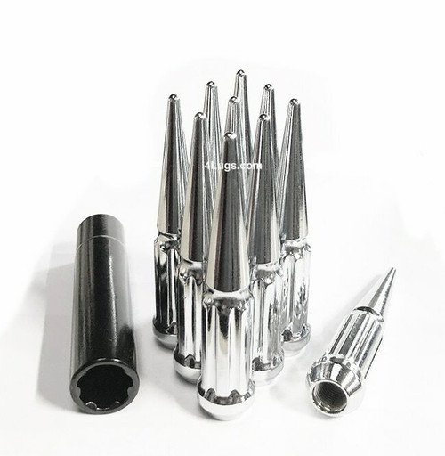 10 Pack - 12x1.5 Chrome Duplex Spline Spike [7-Spline] 4.43" Tall - Key Included