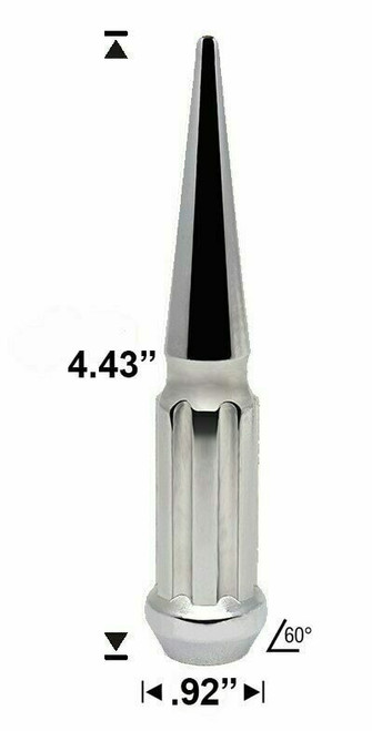 24 Pack - 12x1.5 Chrome Duplex Spline Spike [7-Spline] 4.43" Tall - Key Included