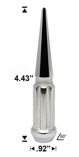 10 Pack - 14x1.5 Chrome Duplex Spline Spike [7-Spline] 4.43" Tall - Key Included