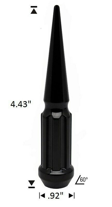 10 Pack - 12x1.25 Black Duplex Spline Spike [7-Spline] 4.43" Tall - Key Included