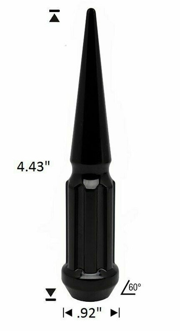 20 Pack - 12x1.25 Black Duplex Spline Spike [7-Spline] 4.43" Tall - Key Included