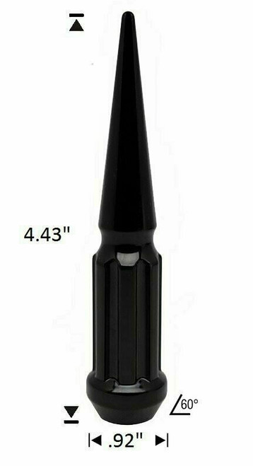 32 Pack - 12x1.25 Black Duplex Spline Spike [7-Spline] 4.43" Tall - Key Included