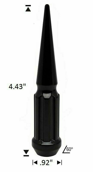 20 Pack - 14x1.5 Black Duplex Spline Spike [7-Spline] 4.43" Tall - Key Included