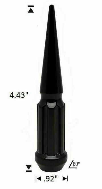 24 Pack - 14x1.5 Black Duplex Spline Spike [7-Spline] 4.43" Tall - Key Included