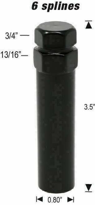 7/16 Spline Tuner Lug Nuts [Black] - 20 Pieces - Key Included