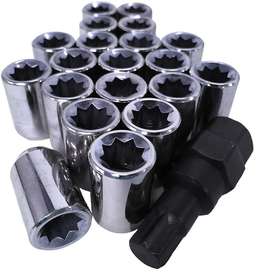 7/16 Acorn Tuner 8 Point Lug Nuts [Chrome] - 20 Pieces - Key Included