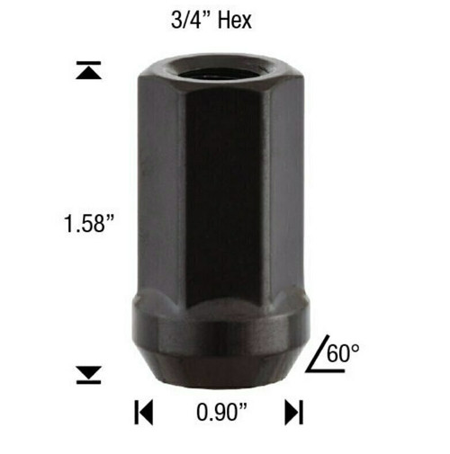 14x1.5 Spike Lug Nut Bottom Piece Twist-Off Design [Black]