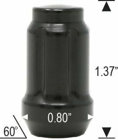 1/2 Spline Tuner Lug Nuts [Black] - 24 Pieces - Key Included - Installation Kit