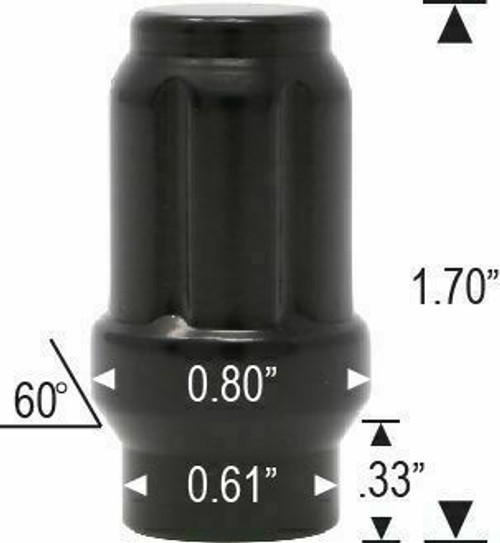 14x1.5 Extended Thread [ET] Spline Acorn Lug Nut [Black]