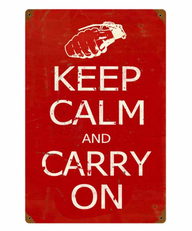 KEEPCALM AND CARRYON  看板 Keep Calm and Carry On Red 12 by 18 Metal Sign - The National WWII