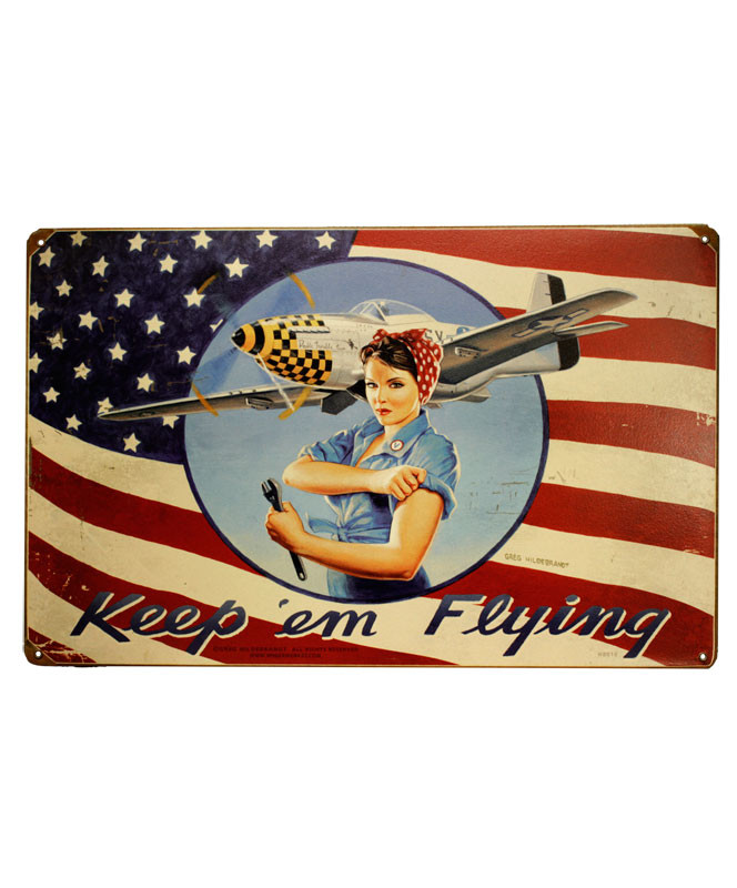 Keep Em Flying P51 Rosie Metal Sign 12in by 18in - The National