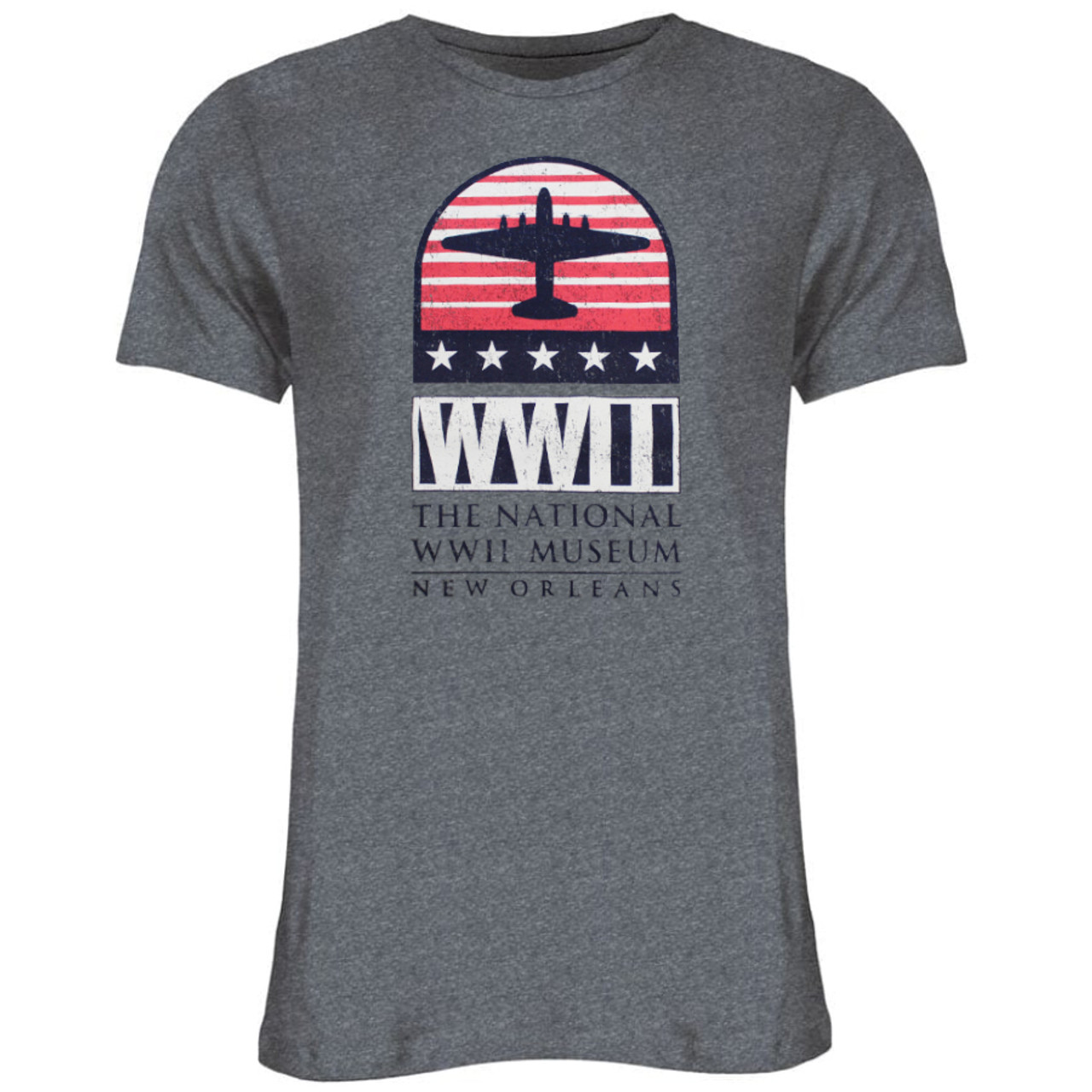 Tシャツ・カットソー THE MUSEUM VISITOR LETTERING TSHIRTS PRINTED SWEATSHIRTS GRE The National WWII Museum Logo Plane Heather Grey Relaxed Fit